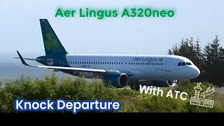 Aer Lingus A320neo departure from Knock airport avoids weather  with ATC [upl. by Granoff]