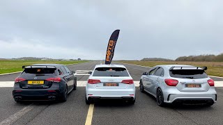 DRAG RACE AMG A45S Vs Audi RS3 Vs A45 AMG [upl. by Aimac]