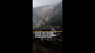 Heavy rain causes floods and landslides in northern Italy  AJ shorts [upl. by Erodroeht]