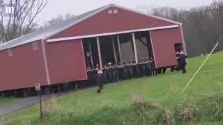 300 amish men moving a barn 💪 [upl. by Razaile]