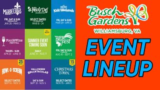 Busch Gardens Williamsburg 2023 amp 2024 Event Schedule [upl. by Eboj842]