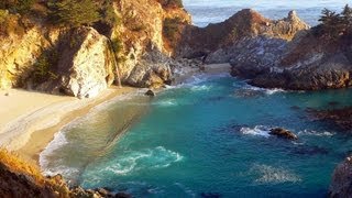 ♥♥ Relaxing 3 Hour Video of a Waterfall on an Ocean Beach at Sunset [upl. by Ennovi]