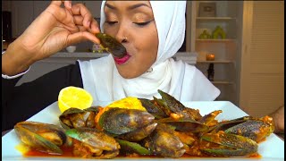 ASMR Green Lip Mussels Mukbang With Subtitlesاكل بلح البحر الأخضر مع الترجمة [upl. by Hnilym207]