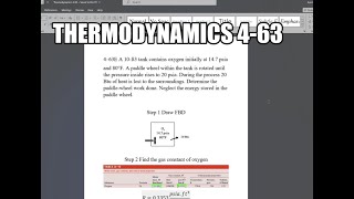 Thermodynamics 463 A 10ft3 tank contains oxygen initially at 147 psia and 80°F A paddle wheel [upl. by Sirref651]