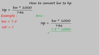 how to convert kw to hp  electrical formulas [upl. by Ymia]