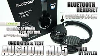 Ausdom M05 Wireless BT Headphones Review amp Unboxing or Wired 35mm BT 10 Meters Kevlar Texture [upl. by Nahk]