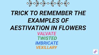 aestivation In flowers trick to remember examplesMorphology of Flowering Plantsneet class 11 [upl. by Sinnard]