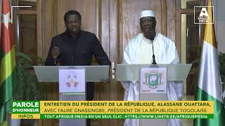 ENTRETIEN DU PRÉSIDENT ALASSANE OUATTARA AVEC FAURE GNASSINGBE PRÉSIDENT DU TOGOLAISE [upl. by Ahsiri339]