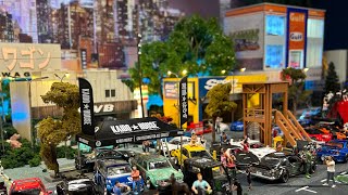 Fully LIT UP Diorama City Fun Times on a 164 Diecast Diorama Project hotwheels minigt subscribe [upl. by Aihtak439]