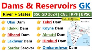 Important Dams of India  Imp Dams with Rivers amp State  भारत के प्रमुख नदी बांध  Geography GK [upl. by Shelly]