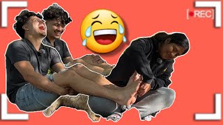 FEET TICKLE PRANK ON BOYFRIEND  REVENGE PT 1 [upl. by Ruggiero292]