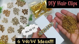 6 Trendy Kundan Hair Clips Making At Home  DIY Fashion Hair clips amp Accessories  DIY Hair Clips [upl. by Atterol]