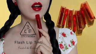 NEW STYLENANDA 3CE FLASH LIP TINT ALL SHADES SWATCHampREVIEW 4K QUALITY LIPSTICK SWATCH [upl. by Aryhs]