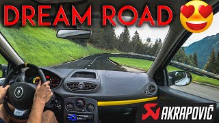 Renault Clio RS 200 CUP on a heavenly road with crazy Akrapovic sound [upl. by Akehsal]