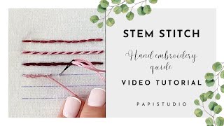 How to embroidery STEM STITCH Hand embroidery lessons for beginners stitch guide tutorial DIY [upl. by Vergos]