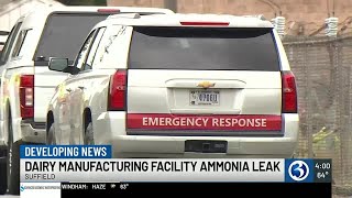 Ammonia leak at HP Hood facility in Suffield closes road causes evacuations [upl. by Anoynek]