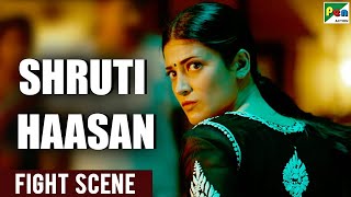 Shruti Haasan  Fight Scene  Krack  Ravi Teja Samuthirakani  Hindi Dubbed Movie [upl. by Ahsatam]