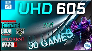 Intel UHD 605 in 30 GAMES Pentium J5040 N5030 N5000 IGPU TEST  2021 [upl. by Inalaehon]