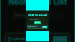 Create ToDo List App Using html css and javascripthtmlcssjavascript todolistviralyoutubeshorts [upl. by Hawkins]