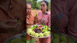 Eating sour mango with my mom fruit savoreverybite fruitconsumption food epiceating fruitdiet [upl. by Oremar448]