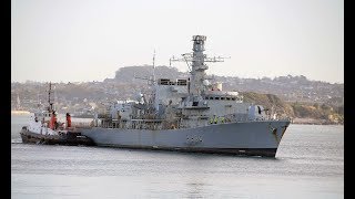 MOTHBALLED HMS IRON DUKE F234 IS TOWED FROM PORTSMOUTH TO DEVONPORT  17th January 2019 [upl. by Benny765]