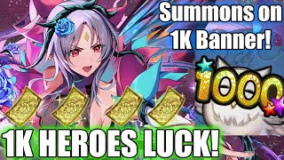 INSANE 1K LUCK Summons on the 1000 Heroes Banner RPlumeria and More  Fire Emblem Heroes FEH [upl. by Ludba]