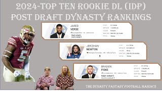 2024Top Ten rookie DL’s post Draft Dynasty Rankings IDP [upl. by Mandler440]