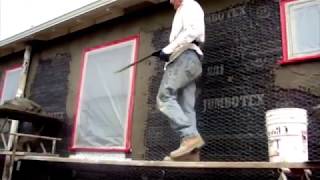 Stucco both coats on the same day How to install stucco [upl. by Airolg121]