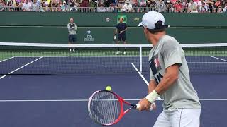 Diego Schwartzman amp Roger Federer  2019 Indian Wells Practice Clip 1 [upl. by Ardis675]