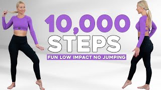 10000 Steps Workout Fun Low Impact No Jumping Workout Walk at Home Knee Friendly [upl. by Rockwell]