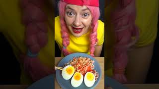 Buldak Carbonara Noodles with Crispy pepper and chips Mukbang ASMR  PinkyBlack shrots [upl. by Ronni]