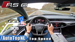 AUDI RS6 C8 305kmh TOP SPEED on AUTOBAHN NO SPEED LIMIT by AutoTopNL [upl. by Yerac]