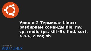 Видео урок 2 Терминал Linux команды file mv cp rmdir ps kill 9 find sort  clear [upl. by Salot991]