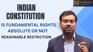 IS FUNDAMENTAL RIGHTS ABSOLUTE OR NOT  INDIAN CONSTITUTION PART 3  MIMANSA IAS  MADHAV SIR [upl. by Lovell]