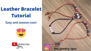 HOW TO MAKE A BOLO LEATHER BRACELET DIY Leather Bracelet Tutorial Adjustable Bracelet Leather [upl. by Tanhya]