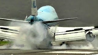 KLM  Boeing 747 hard landing at St Maarten Princess Juliana Intl HD1080p [upl. by Snell]