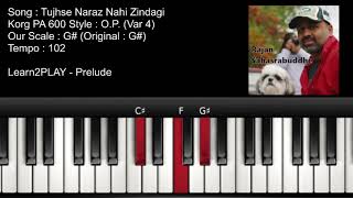 Prelude  Tujhse Naraz Nahi Zindagi  Piano Tutorial  Slow Play  EZ Piano  Lighted Keys  Notes [upl. by Stricklan]