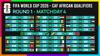 Round 1 Matchday 4 Schedule  FIFA World Cup 2026 CAF African Qualifiers [upl. by Mandle]