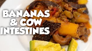 HOW TO COOK MATOOKE AND COW INTESTINES Green Bananas and Cow Intestine Recipe  Katogo Recipe [upl. by Witte367]