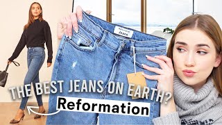 Trying Reformation  the best jeans theyre sustainable [upl. by Htims]