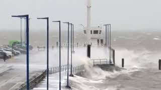 Storm Eunice hits Europe Crazy wind and huge waves in the Netherlands [upl. by Anelagna]