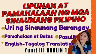 LIPUNAN AT PAMAHALAAN NG SINAUNANG PILIPINO BarangayBatas ARALPAN 5YUNIT 3ARALIN1TheQsAcademy [upl. by Gasser]