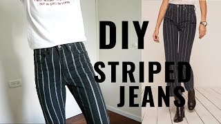 DIY Reformation Inspired Striped Jeans [upl. by Squires]