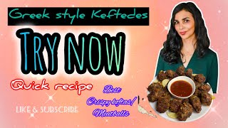 How to make Greek Style Keftedes  crispy Kofta  meatballs at home Eid ul Azha special BEEF recipe [upl. by Septima]