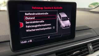 Den Ölstand messen bei laufendem Motor über Bordcomputer Audi A4S4 Avant Anleitung [upl. by Ephraim577]