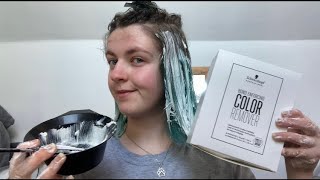 Trying the Schwarzkopf Bond Enforcing Color Remover on Green Hair [upl. by Analed]