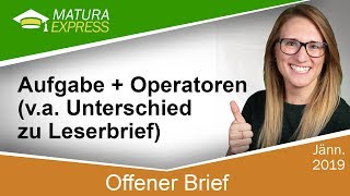 Offener Brief – Aufgabe  Operatoren  Zentralmatura Deutsch Jänner 2019 07 [upl. by Geesey]