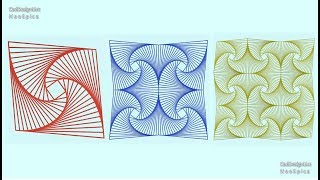 Square spiral Line Illusion  Geometric Tessellation String Art 3D [upl. by Ingmar]