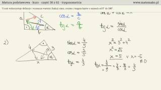 Trygonometria  najważniejsze wiadomości  kurs podstawowy [upl. by Llerdnek]