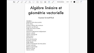 Examen formatif final algèbre linéaire et géométrie vectorielle [upl. by Enneiluj]